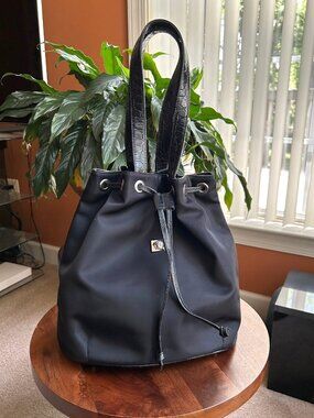 VERSACE Nylon Bucket Bag Black